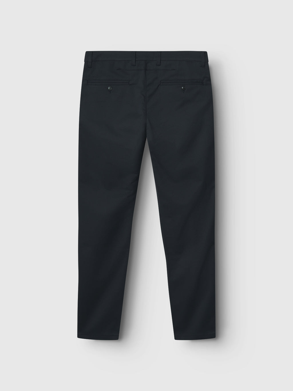 Paul Domo - Navy Mel chinos by Gabba are shown from the rear on a white background, highlighting their slim design, back pockets with branded button closures, and belt loops for a classic and formal look.
