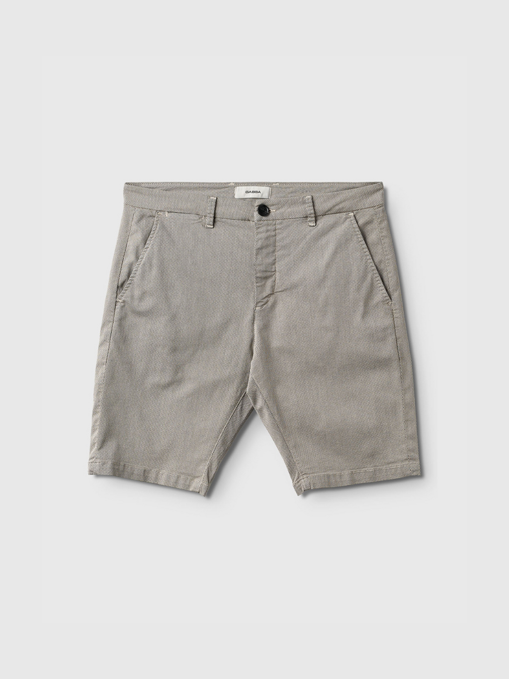 Gabba Jet K3280 Dale Shorts in Birch feature front pockets, a button and zipper closure, and belt loops, shown laid flat on a white background.