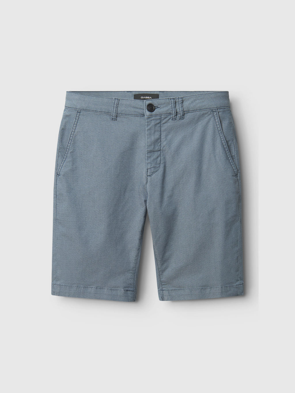 The Gabba Jet K3280 Dale Shorts in blue feature front pockets, belt loops, and a button closure for a comfortable fit and timeless style, shown against a plain light background.