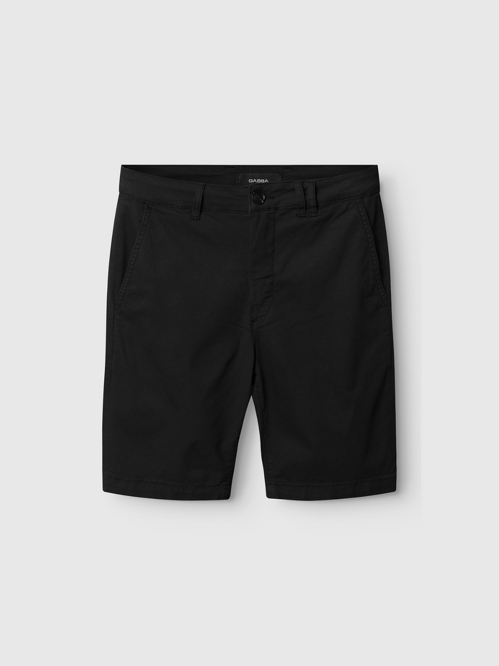 The Gabba Jet K3280 Dale Shorts in black feature button and zip closure, front and back pockets, belt loops, and a classic design, shown against a plain light gray background.