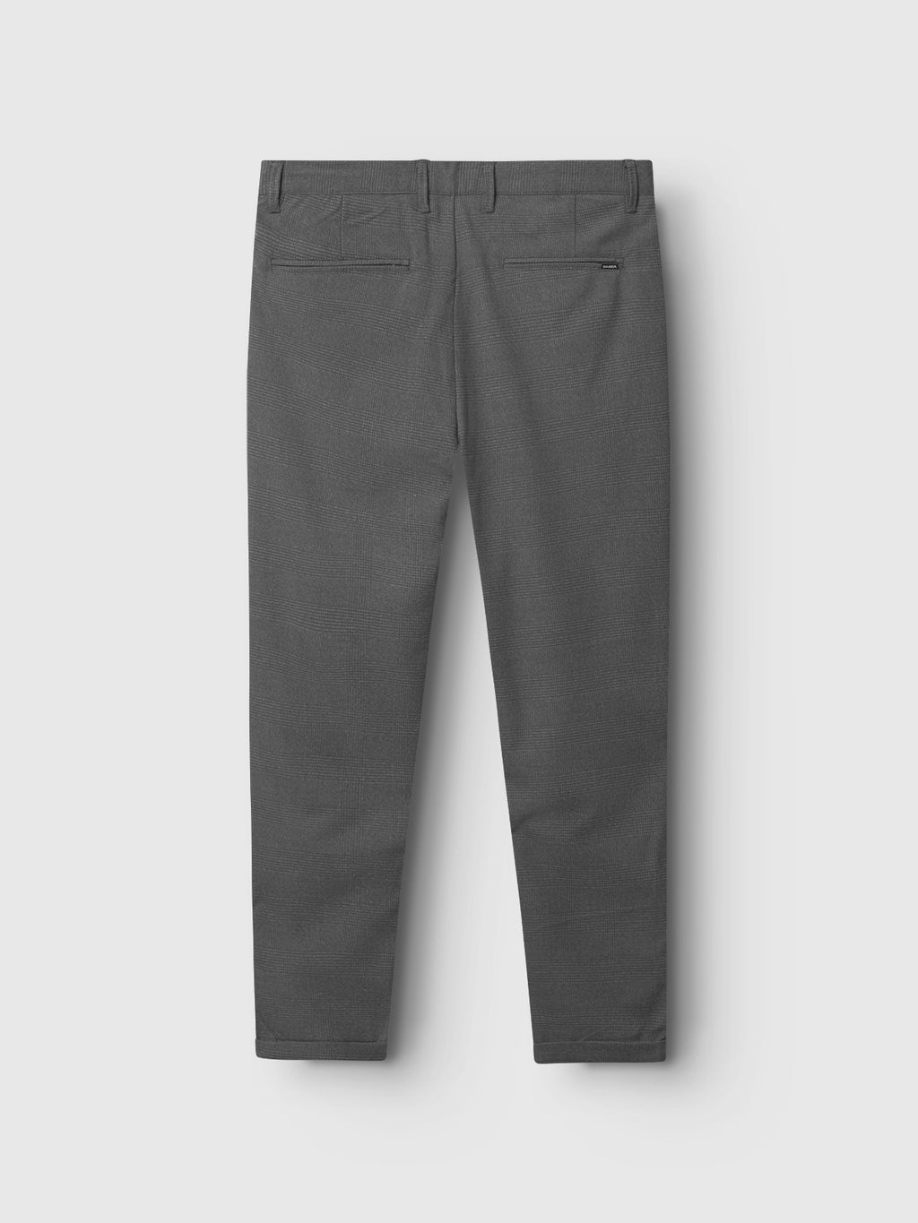 The Pisa Field - Grey pants by Gabba feature a metro style and straight-leg cut, crafted from high-stretch cotton-blend fabric. They boast two back pockets, each with a secure button closure, all presented on a plain white background.