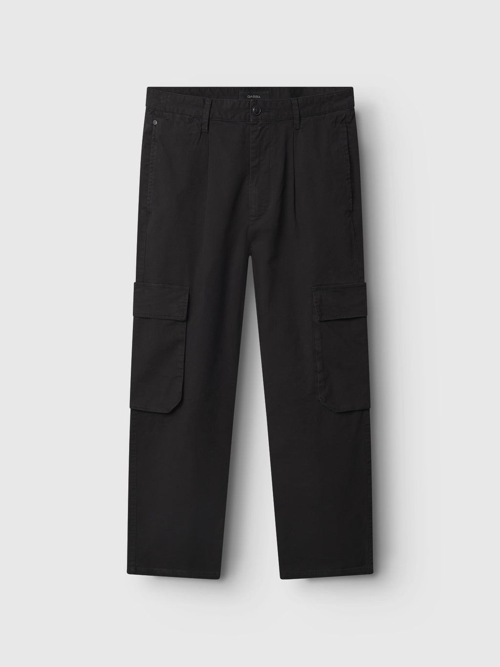 The Gabba Verona Ent Poc cargo pants in Meteorite feature a flat front design, roomy side pockets, multiple other pockets, and a stylish garment dye finish. The pants are photographed flat on a light gray background.