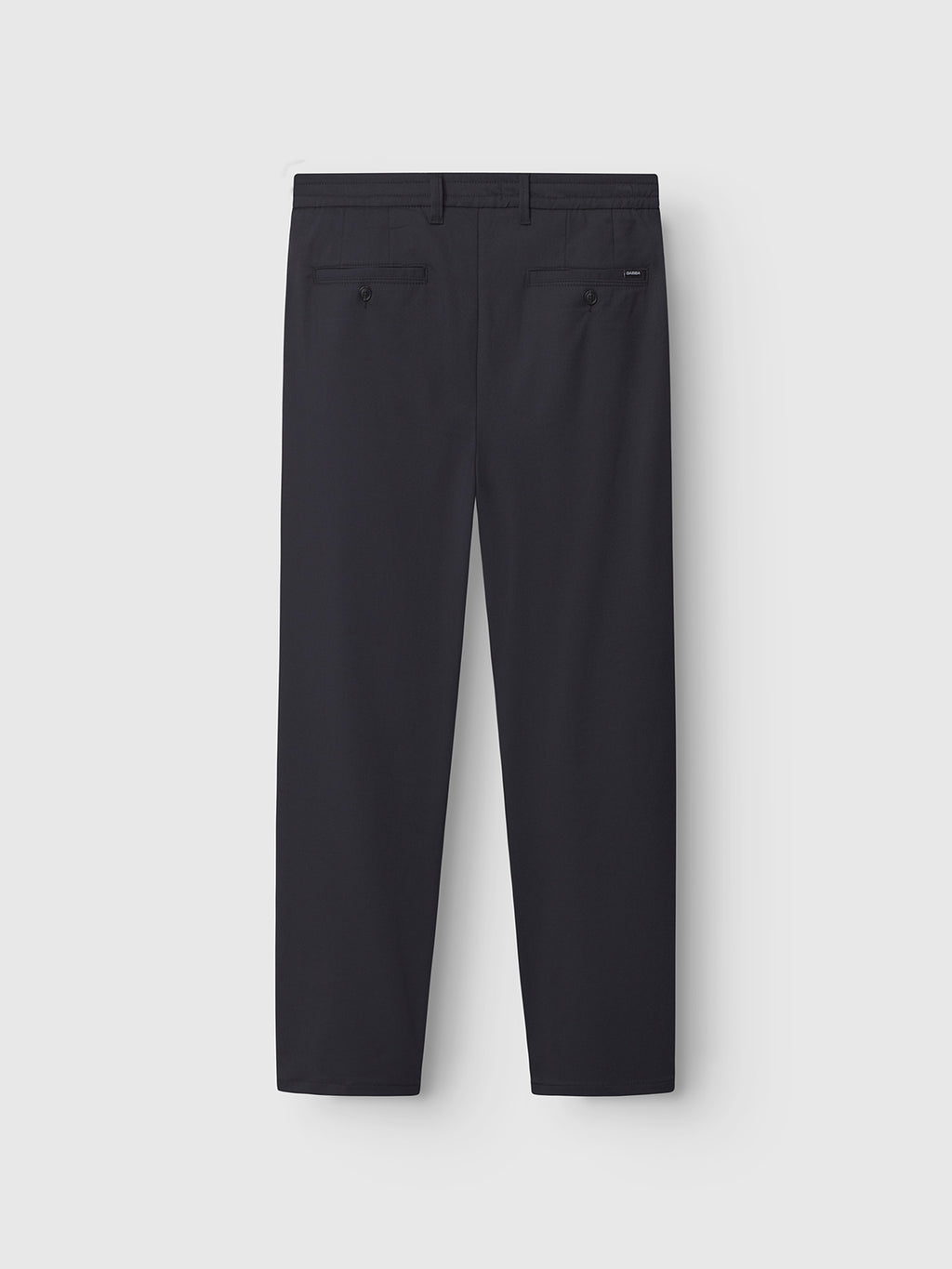 Set against a plain light gray backdrop, the Gabba Napoli 19 Domo - Navy Mel. pants feature two buttoned back pockets and a sleek, straight-leg cut for both comfort and enduring style.