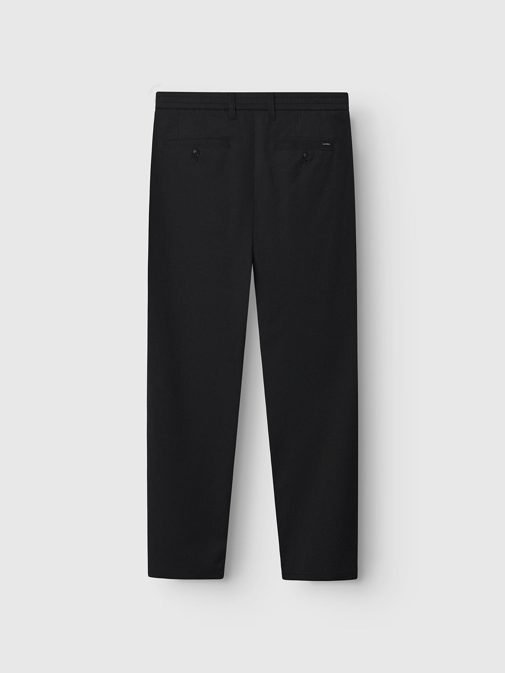 The Gabba Napoli 19 Domo - Black pants highlight their classic style with two buttoned back pockets and a straight-leg cut, promising comfort and elegance against a plain white backdrop.