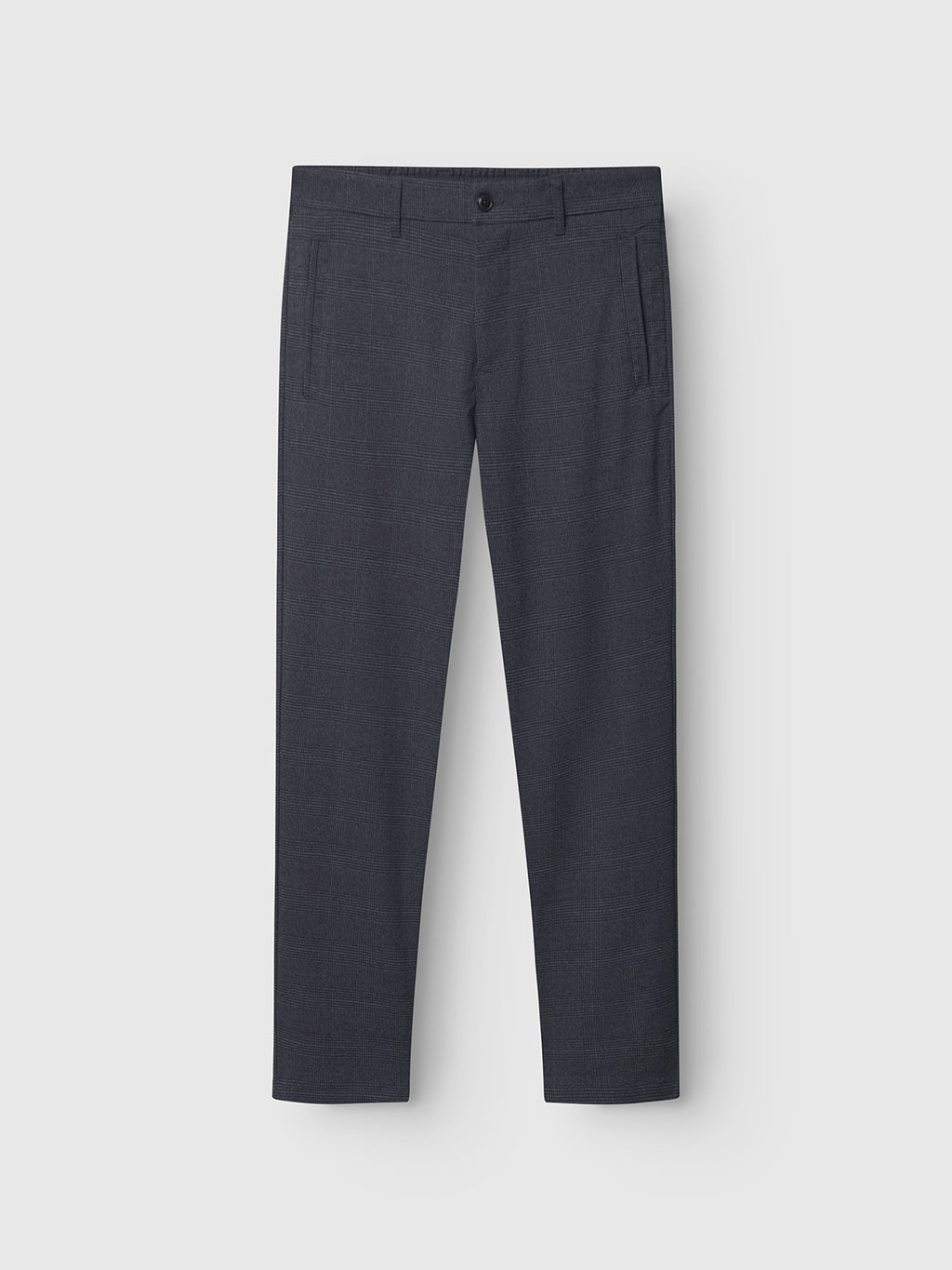 Explore the classic style of Gabbas Napoli 19 Field Pants in Navy, featuring a dark gray design. These straight-leg pants offer comfort with a button closure, belt loops, and side pockets against a light gray backdrop.