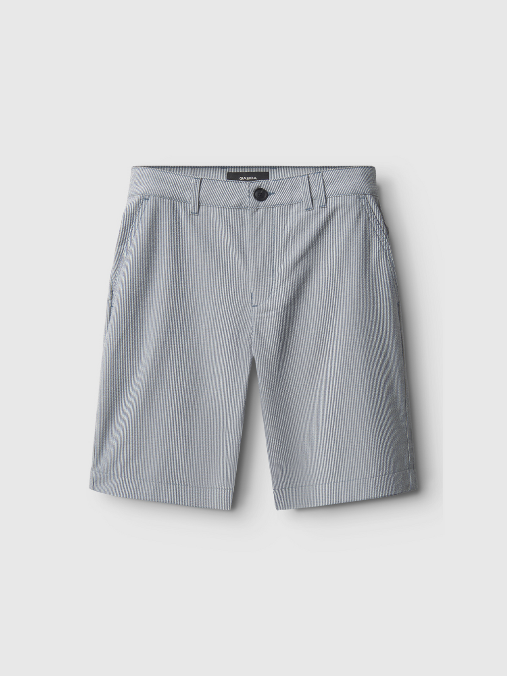 Navy premium Jet Com2 Shorts by Gabba, featuring front pockets, belt loops, and a button and zipper closure, shown on a plain white background.