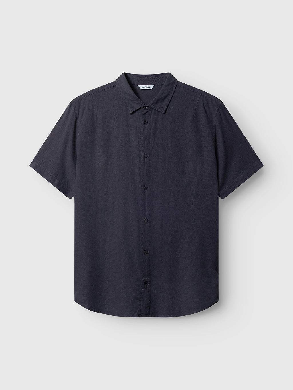 The Gabba Sven Reg Lino SS shirt in Night Sky is a short-sleeve, button-up, collared premium piece, garment dyed for a rich finish and shown flat on a light gray background.