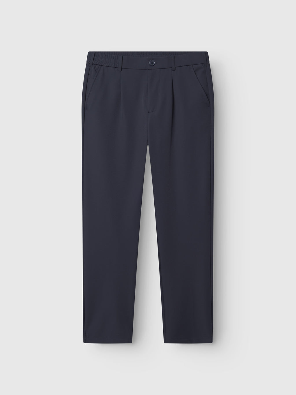 Gabba Napoli 19 Bascu - Navy straight fit trousers with button closure, belt loops, and side pockets are displayed flat on a light gray background.