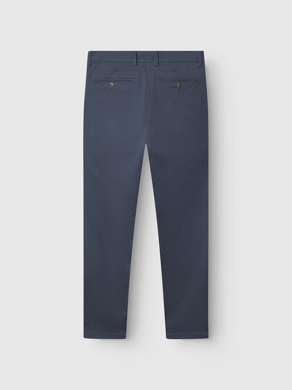 Back view of the GABBA Paul K3280 Dale Chino in navy, featuring two buttoned welt pockets and a modern slim fit, laid flat on a white background.
