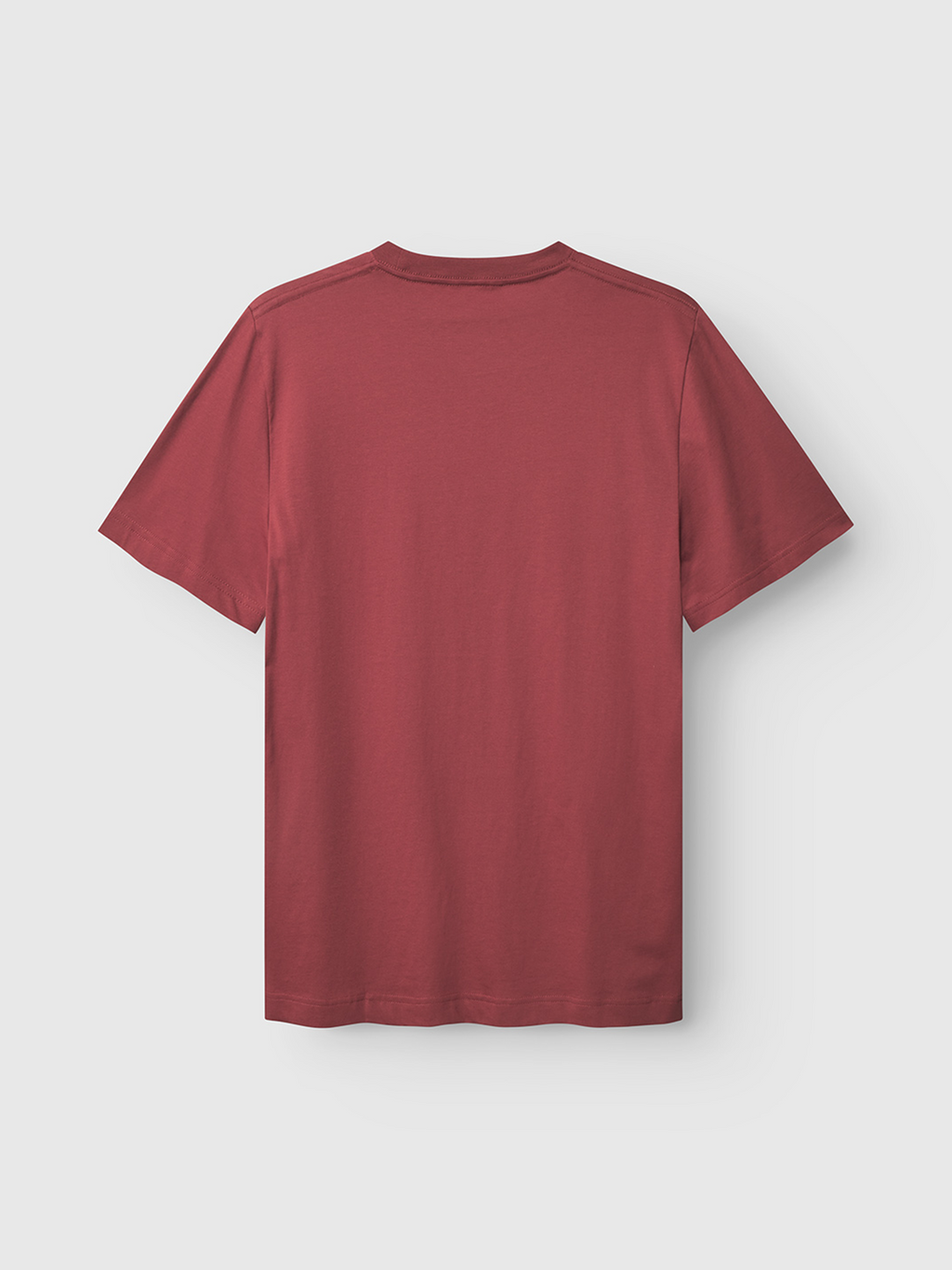 The Gabba Dune Logo SS GOTS t-shirt in Red Russet is displayed from the back against a light gray background.