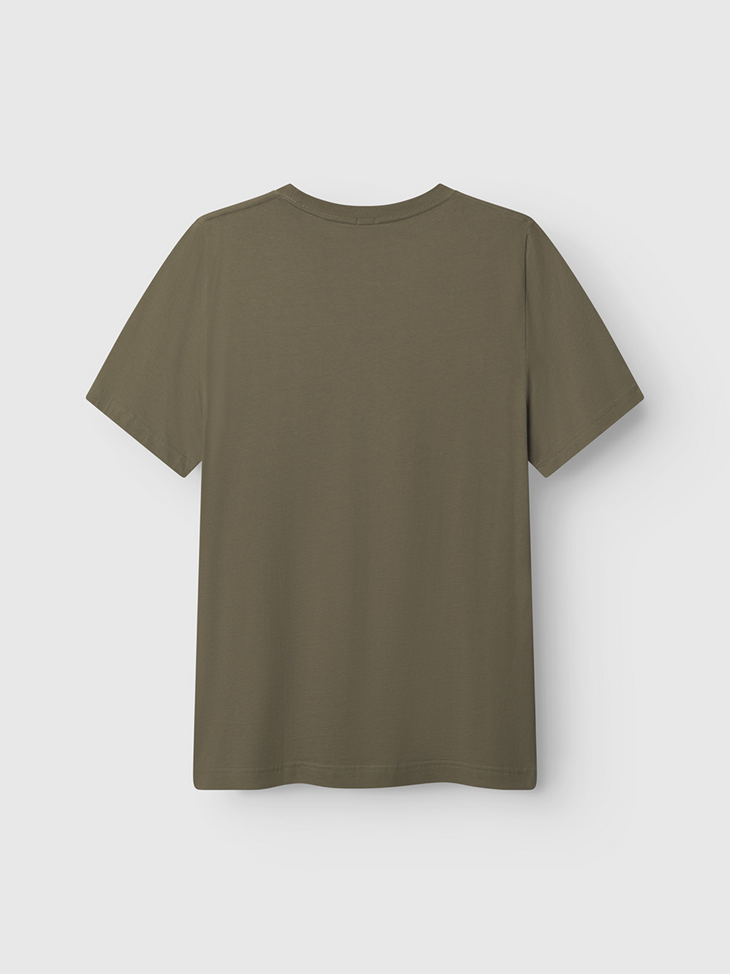 The Gabba Dune Logo SS GOTS t-shirt in Deep Lichen Green is shown from the back, laid flat on a light gray background.