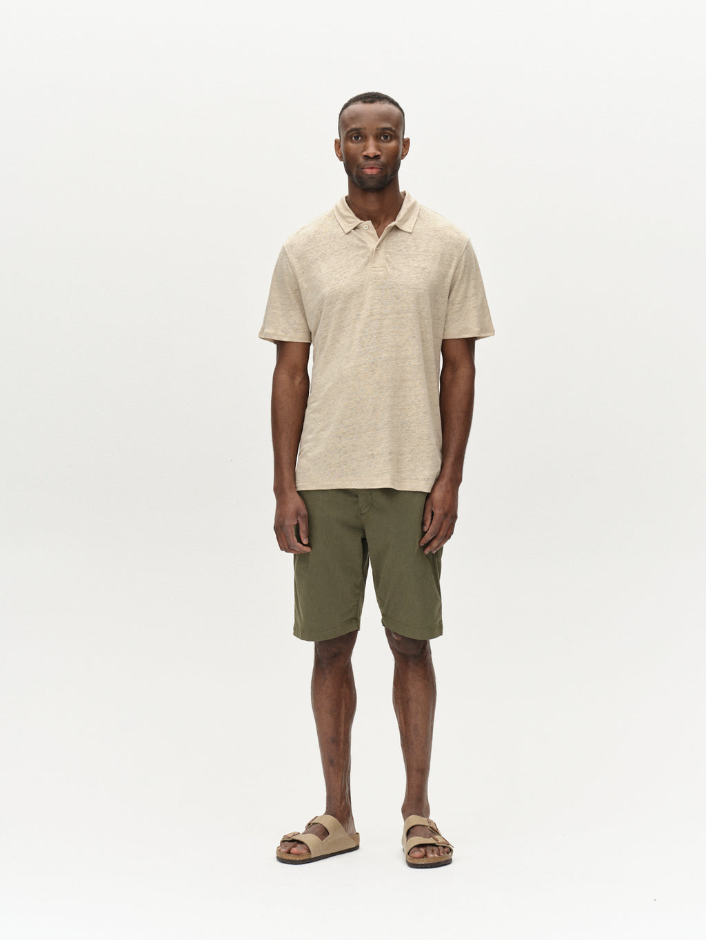 Duke Linen Polo SS - Sand Plaza