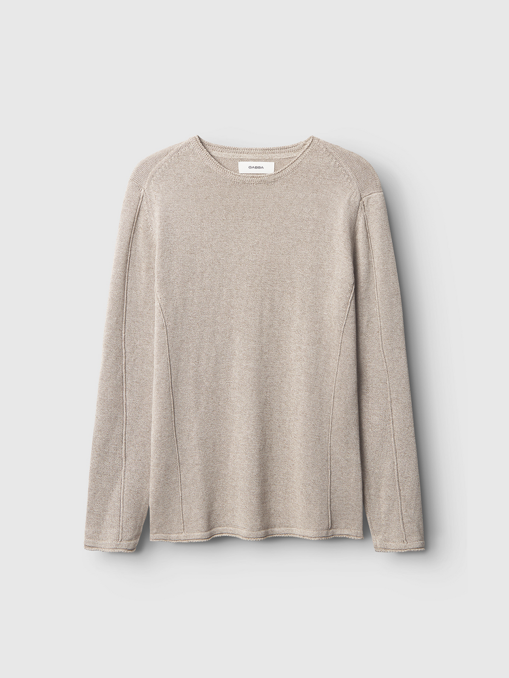 The Gabba Lima Port - Sand Greige is a light beige long-sleeve crewneck shirt in signature style, made from soft cotton with visible seam details, shown flat on a plain white background.