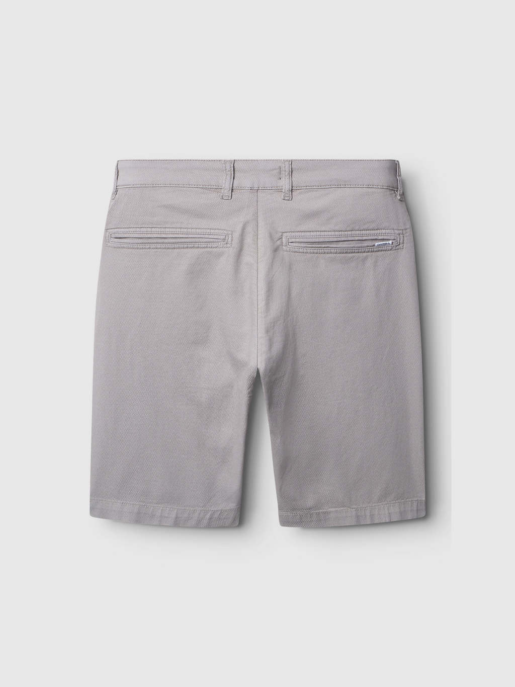 Gabba Jet K3280 Dale Shorts in Grey Paloma, shown from the back with two welt pockets and belt loops at the waist. These tailored shorts offer a clean, comfortable fit and timeless style against a plain white background.