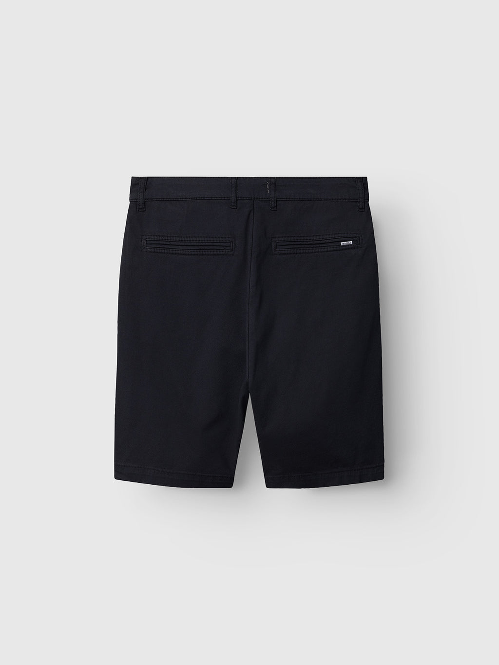 The Gabba GABjet K3280 Dale Shorts in blue black feature a relaxed fit, two welt back pockets, and a small rectangular tag on the right pocket. Their timeless silhouette is ideal for everyday wear against a plain light gray background.