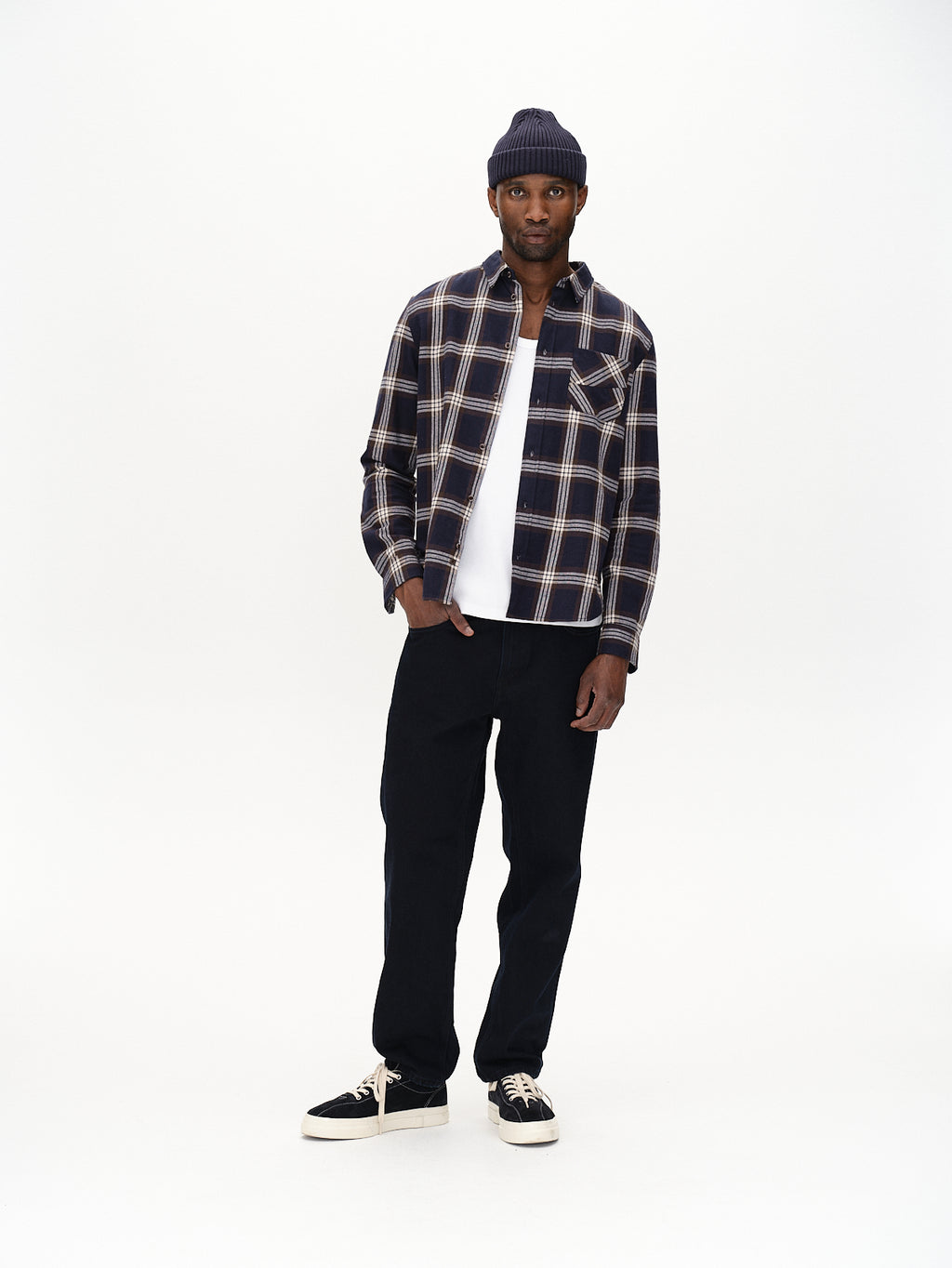 New York PKT Check LS - Navy Check