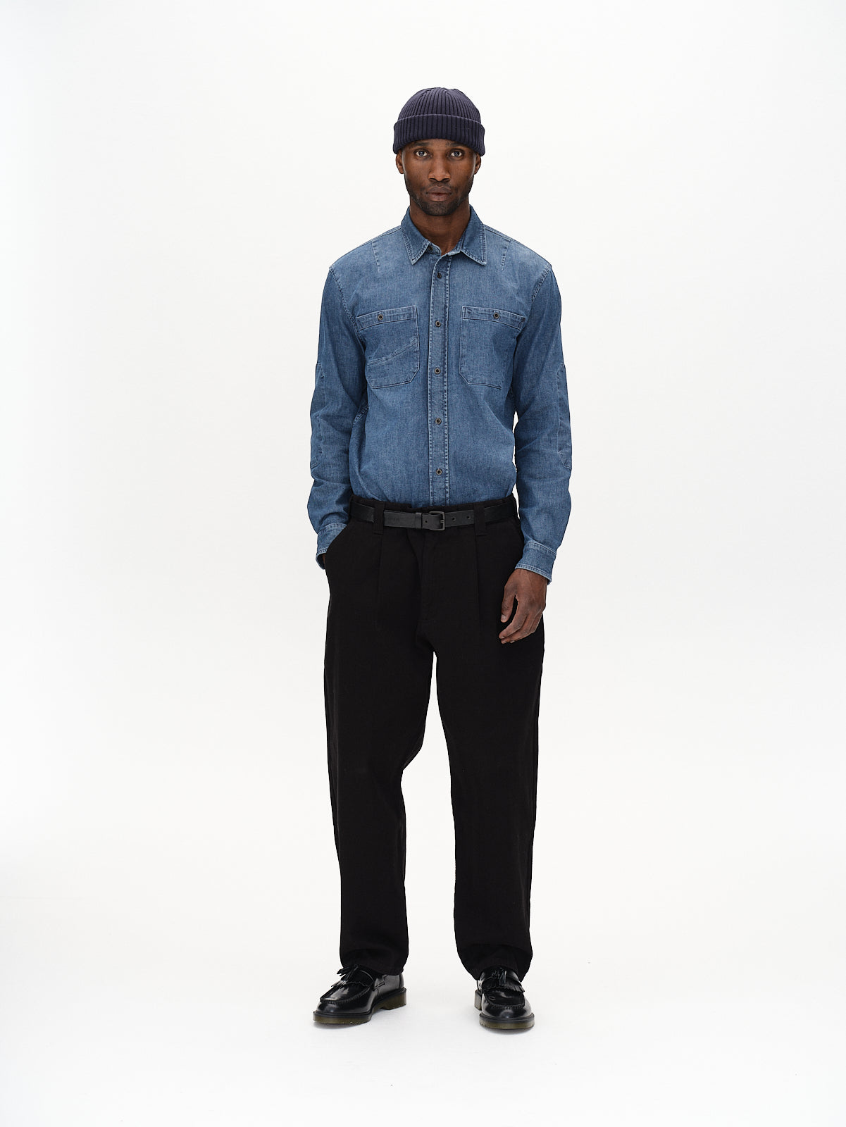 ジーンズ企画工房 フィルスマート パッチワーク風シャンブレーシャツ 31016-S 1枚 ジーンズ企画工房 フィルスマート パッチワーク風シャンブレーシャツ