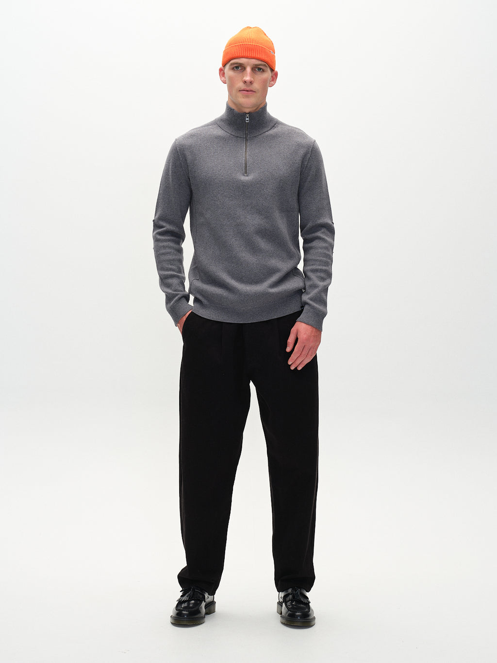 Blanko Roll Neck Knit - Grey Mel