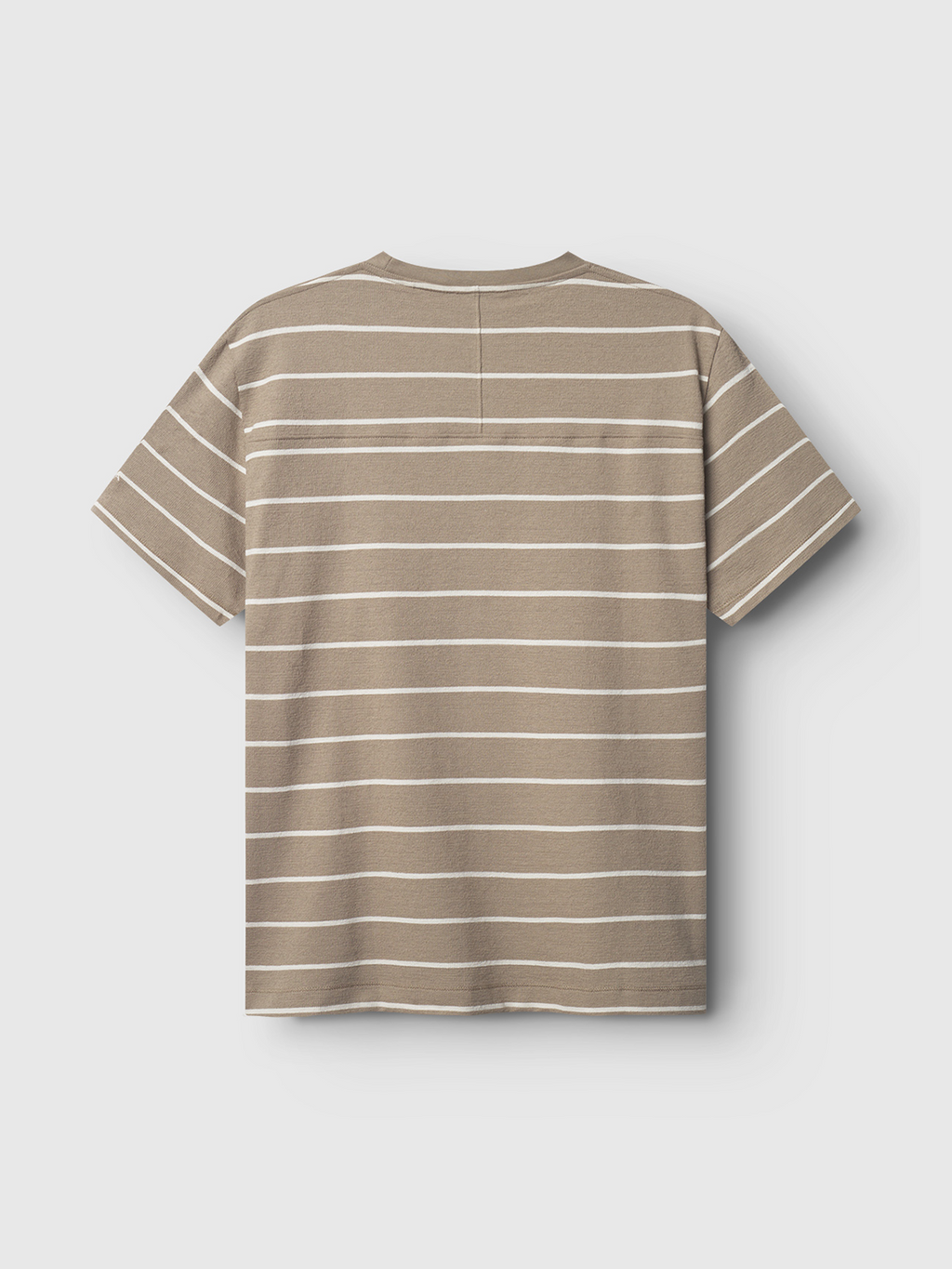 Gabba Dune Crepe Stripes SS GOTS - Brown Stripe short-sleeve t-shirt, shown from the back laid flat on a light background. Made from soft organic cotton with a relaxed fit and classic crew neck.