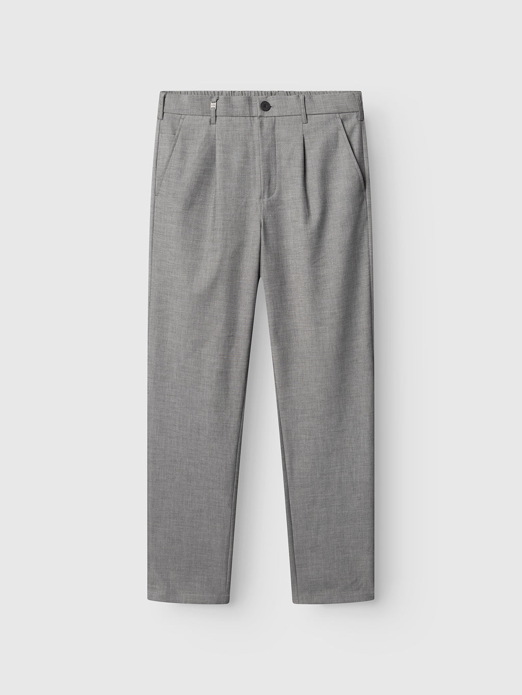 The Gabba Napoli 19 Phin GRS trousers in light grey feature belt loops, a button and zipper closure, side pockets, and a straight-leg cut—an essential for the modern wardrobe. Shown against a plain white background.