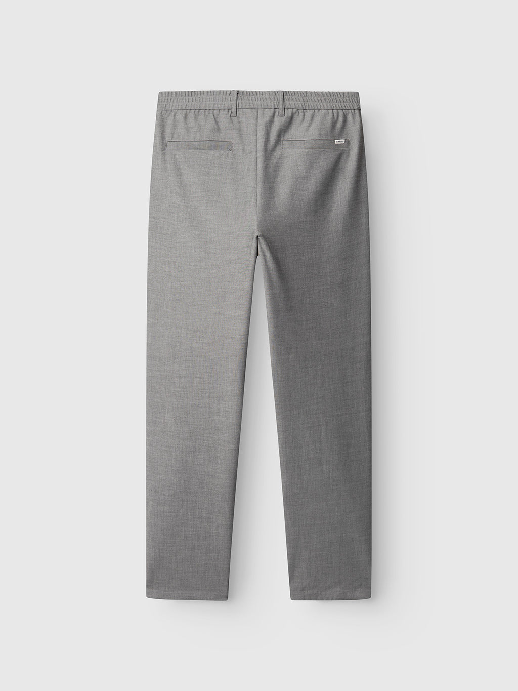 Back view of Gabbas Napoli 19 Phin GRS trousers in light grey, featuring an elastic waistband and two slit pockets. These refined menswear pants are displayed against a plain white background.