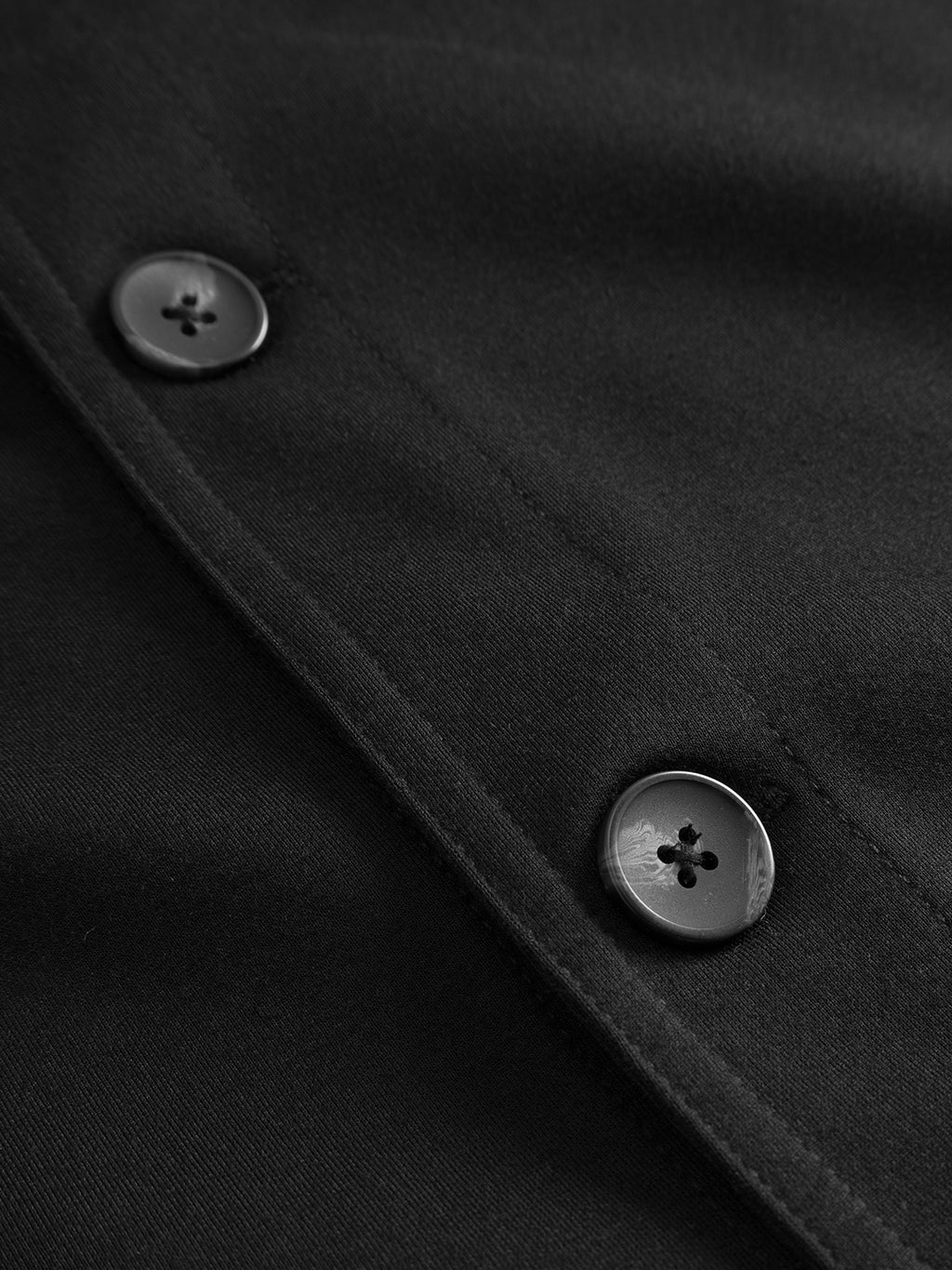 Close-up of the Gabba Clipper A Nygo - Black overshirt fabric with two black buttons along the seam, highlighting its textured material and button details—ideal for everyday wear or a modern layered style.