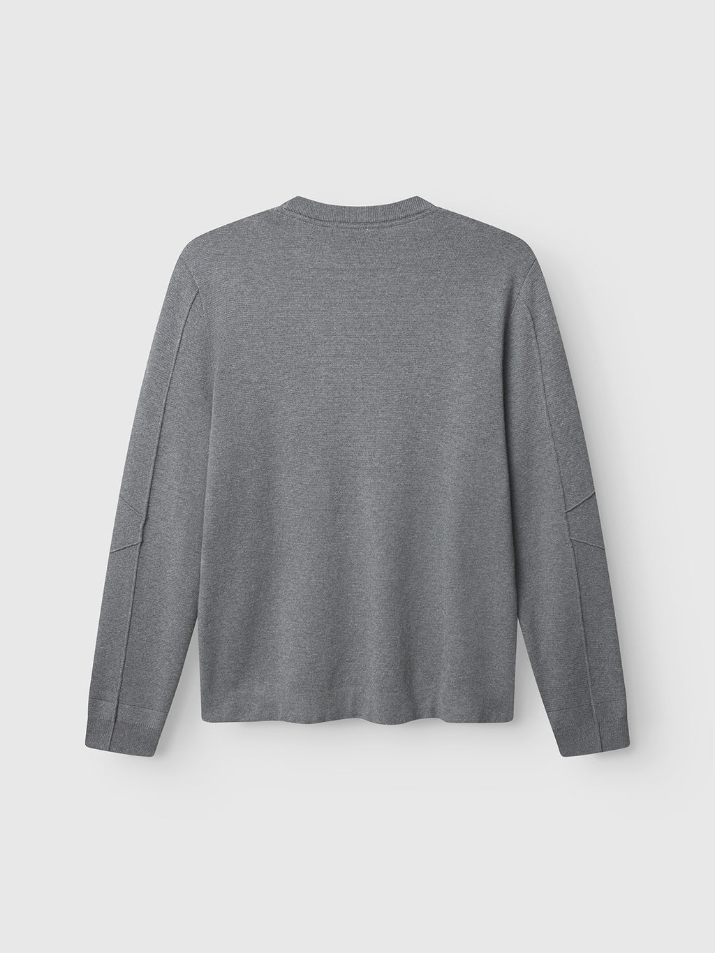 The Gabba Blanko New LS in Dk. Grey Mel is a long-sleeve Milano knit sweater with a classic crew neck, shown from the back on a white background.