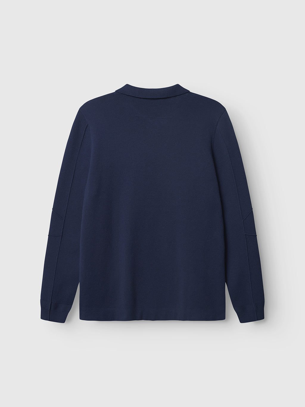 The Gabba Blanko New Zip LS - Navy is a classic, long-sleeve sweater made from a soft cotton-wool blend. Shown laid flat from the back on a white background, it features a clean design without visible patterns or logos.