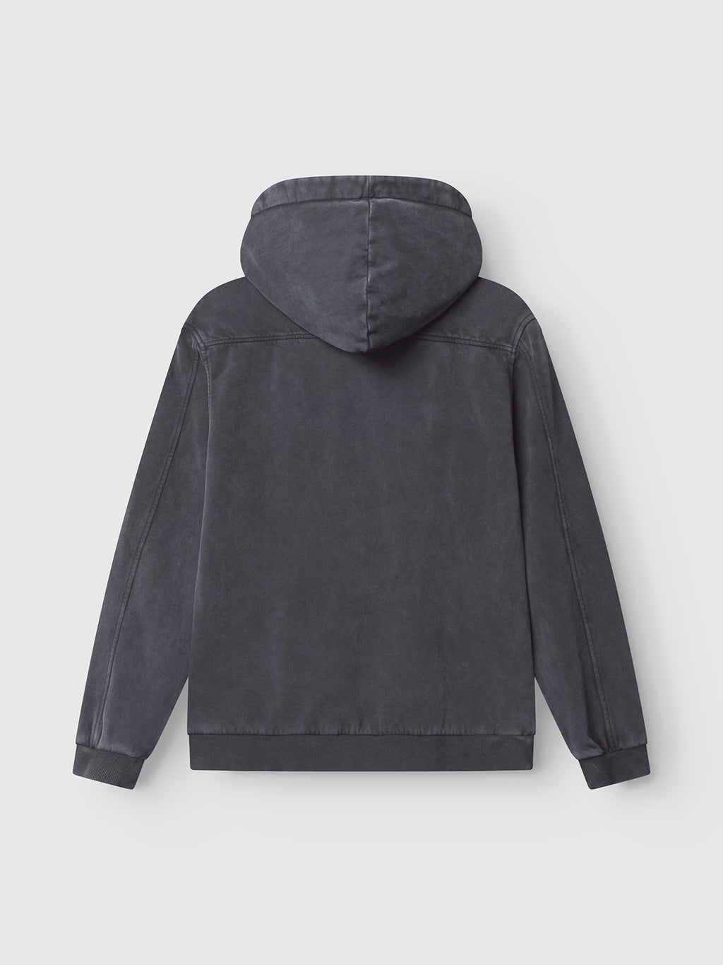 The Delphi Bump GWC hoodie by Gabba is shown laid flat on a light gray background, back view. It features long sleeves, ultra-soft fabric, a relaxed fit, and a clean black design with no visible logos or patterns.