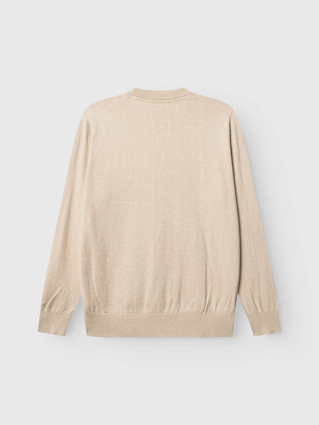 Gabba Amori Prex LS sweater in Sand, regular fit, shown from the back on a white background. Features knit crew neck, ribbed cuffs and hem for classic comfort.