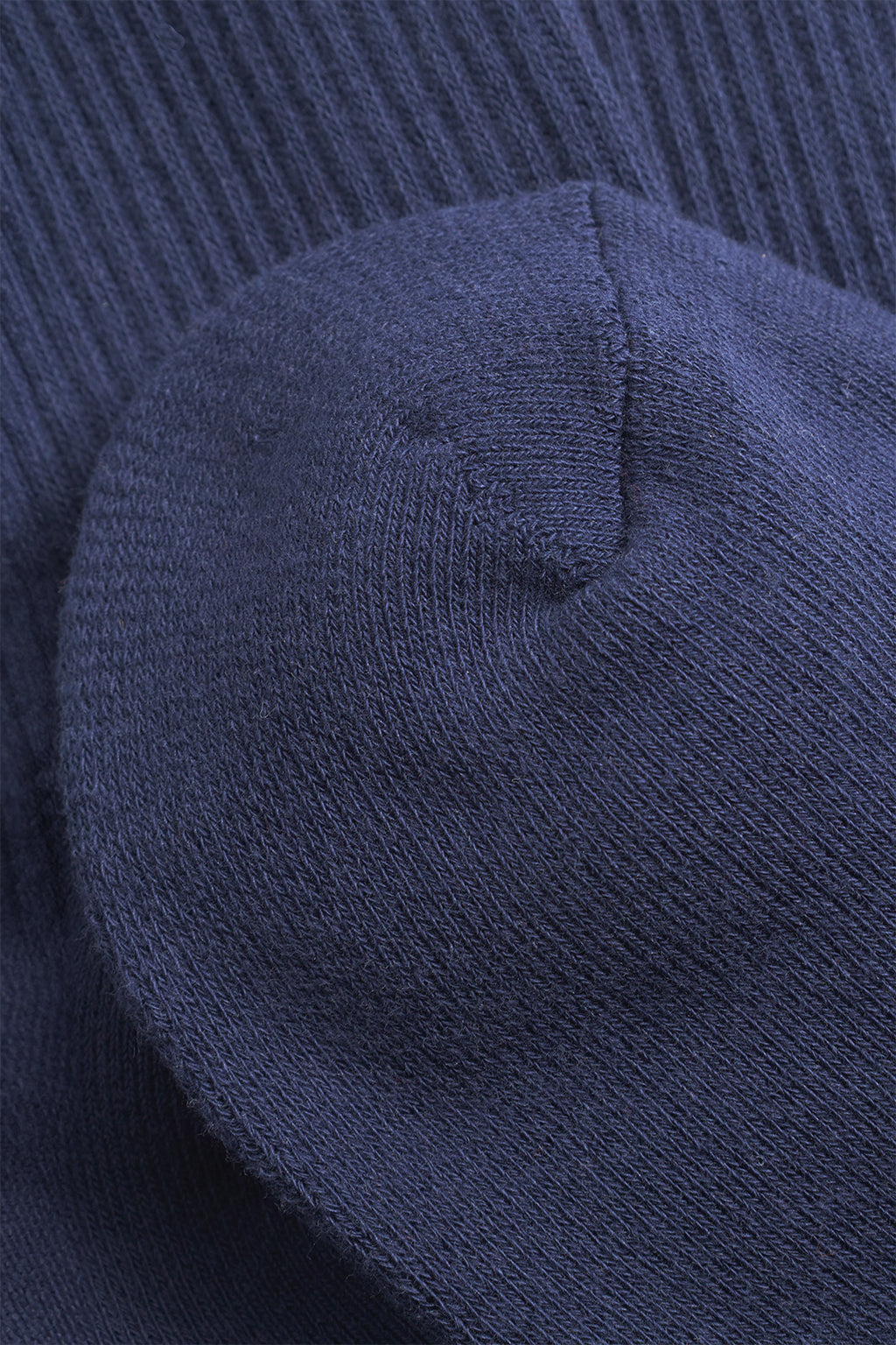 Close-up of the toe and upper section of Gabba Zino Socks - Navy, showcasing the ribbed texture and stitching details typical of cotton blend everyday socks.