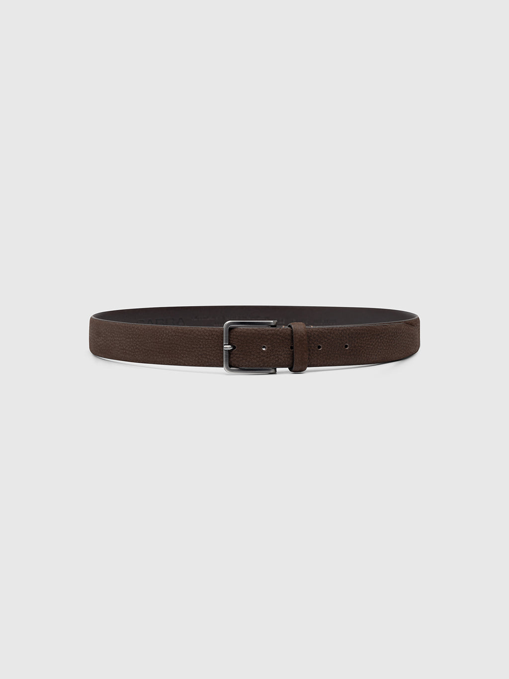 The Gabba Buk Belt - Brown is a classic mens accessory with a sleek silver rectangular buckle, shown against a plain light gray background.