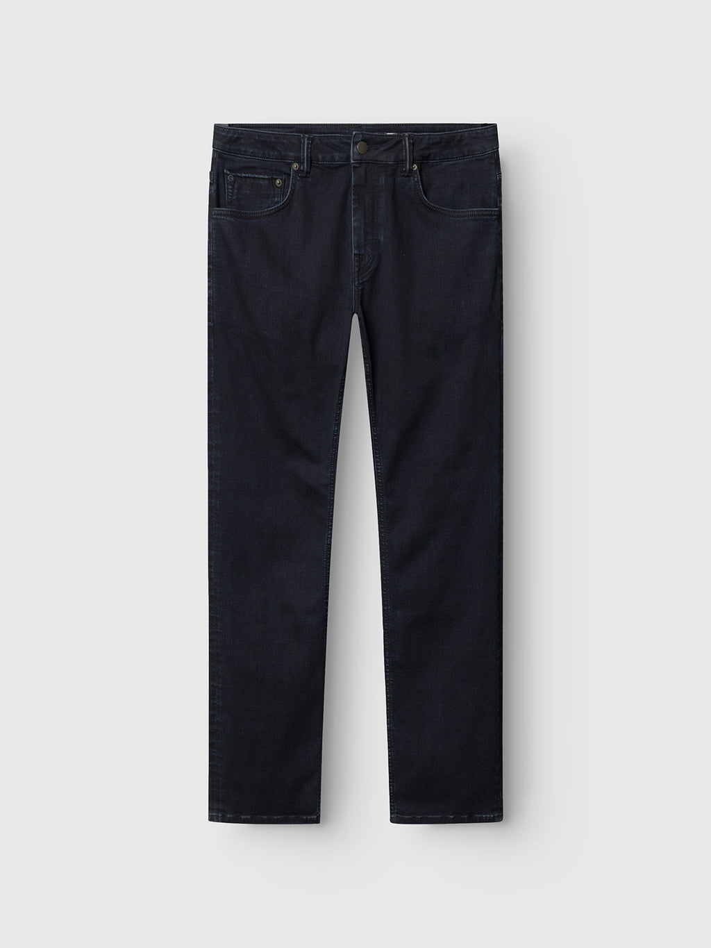 The Gabba Jones BlueBlack - Blue Black Denim jeans feature a slim straight fit and classic five-pocket design, offering all-day comfort and flexibility. Displayed flat on a plain light gray background.