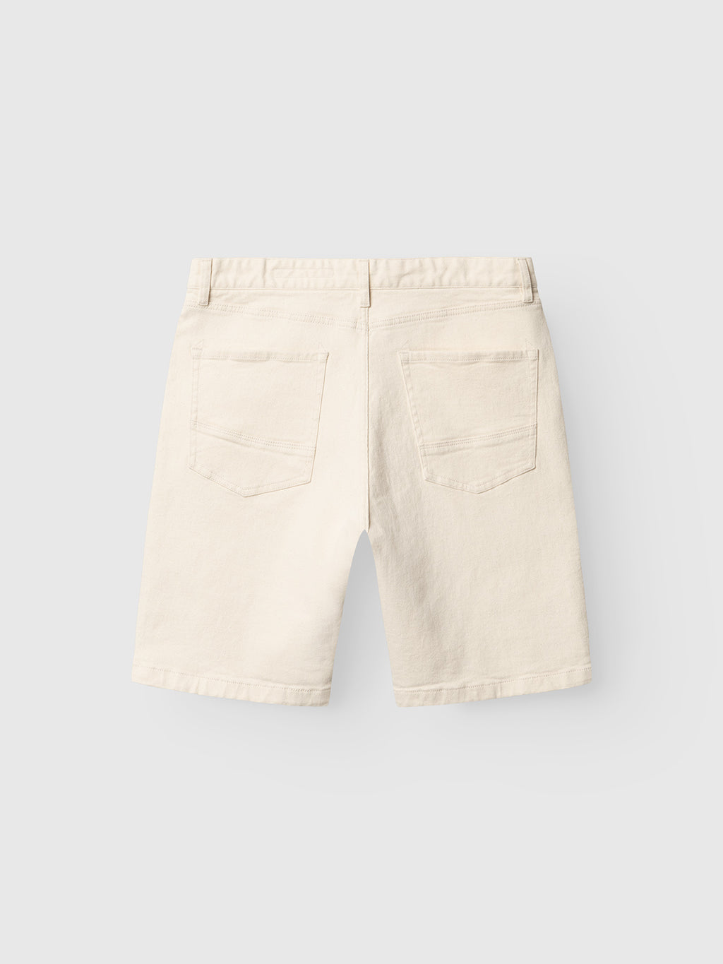 Gabba GABmox Twill Shorts in Ecru shown from the back, with two rear pockets and belt loops. Crafted from comfortable stretch twill, displayed against a plain light gray background.