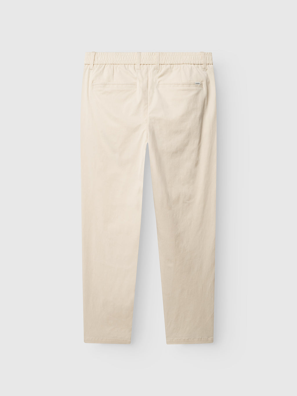 Back view of Gabba GABmonza Tasca Bolu TENCEL™ Pant in Birch, featuring an elastic waistband, a right back pocket, and relaxed straight fit for everyday comfort, displayed on a plain light background.