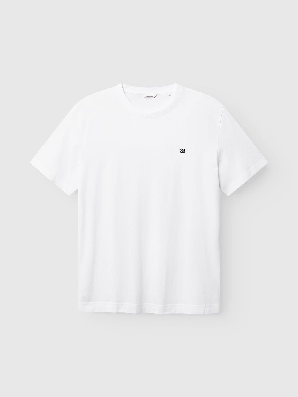 The Gabba GABdune Element GOTS SS T-Shirt in white features a classic fit, short sleeves, organic cotton fabric, and a small black embroidered logo on the left chest, shown against a light gray background.