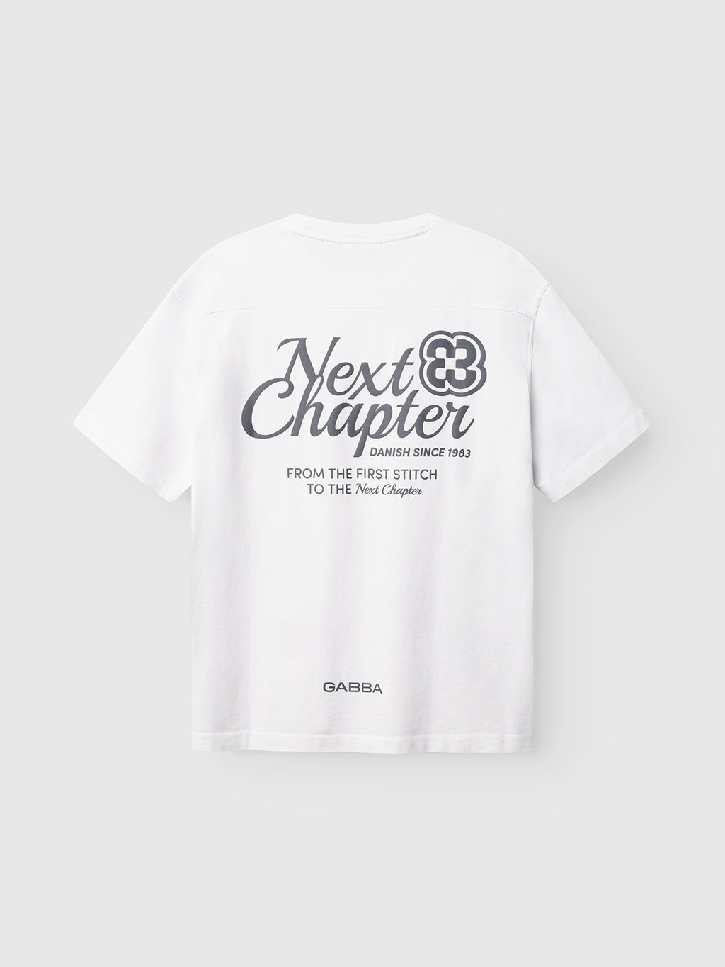 The GABlegin Wix Chap Boxy Hour SS T-Shirt by Gabba is a white heavyweight cotton tee with a bold 