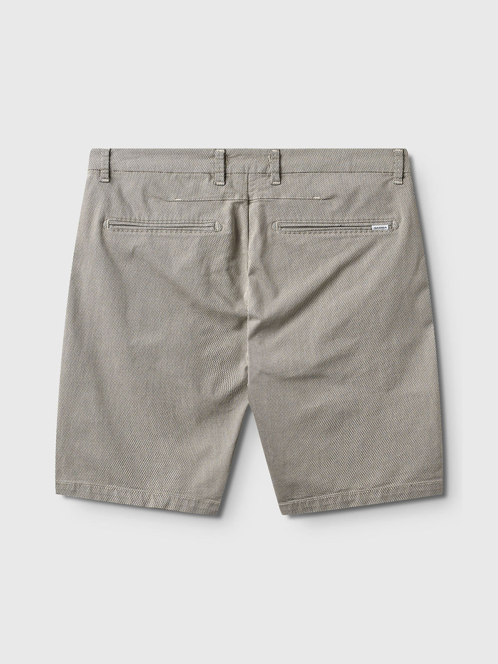 Back view of Gabba GABjet K3280 Dale Shorts in Birch, featuring belt loops, two back welt pockets, and a subtle textured pattern, shown against a plain light gray background.