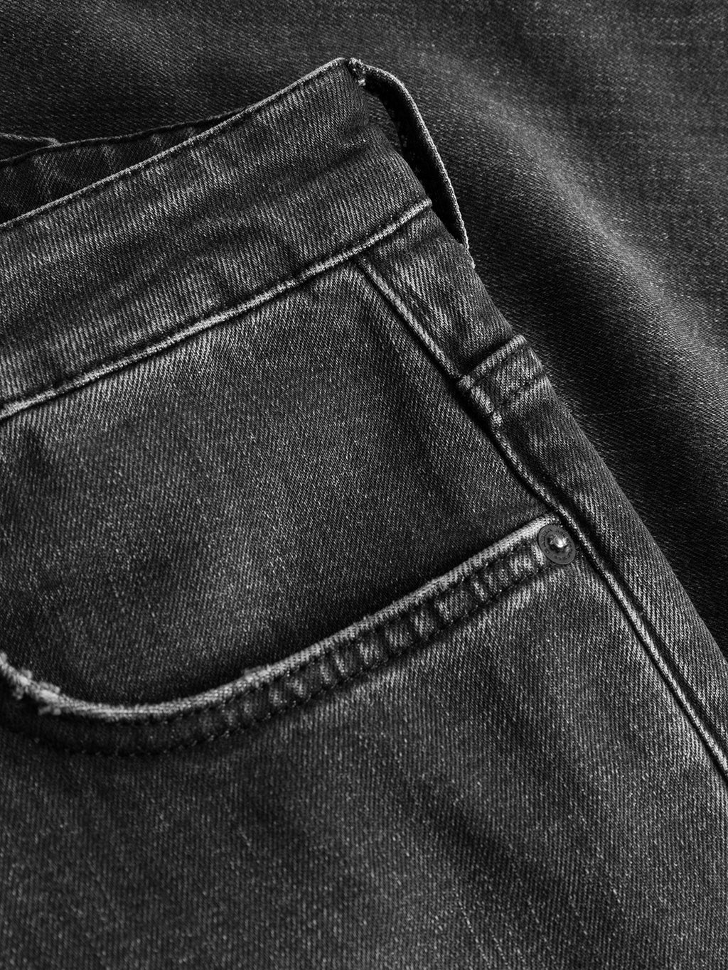 Close-up of the front pocket and seam details on Gabba's GABmarc F1011 - Black Denim jeans, highlighting the fabric texture and stitching.
