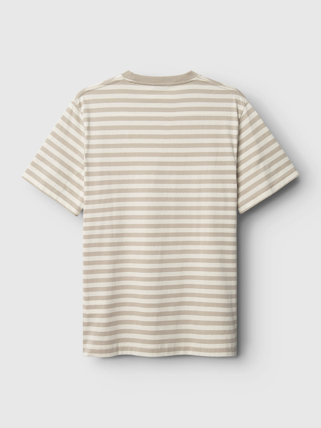 The Gabba GABdune Logo Stripes SS GOTS is a short-sleeved t-shirt in beige and off-white stripes, made from soft organic cotton, shown from the back against a plain white background.