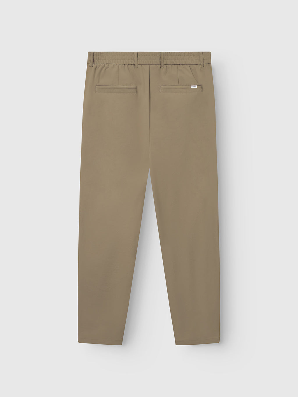 Back view of Gabba's GABmonza Tech - Army relaxed straight fit pants in khaki tech fabric featuring an elastic waistband and two rear welt pockets, shown against a plain light background.