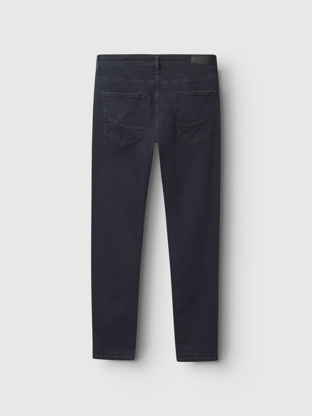 Back view of Gabba GABmarc Panter - Dark Blue Denim straight fit jeans with two back pockets and a black waistband label, laid flat on a white background.