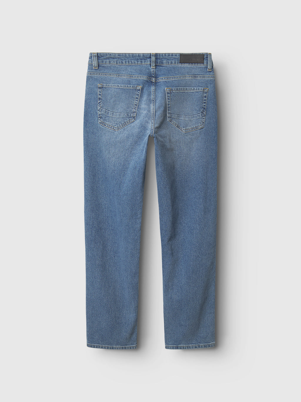 The Gabba GABMarc 5poc jeans in mid blue denim are regular fit, shown from the back with two rear pockets, belt loops, and a black label on the waistband.