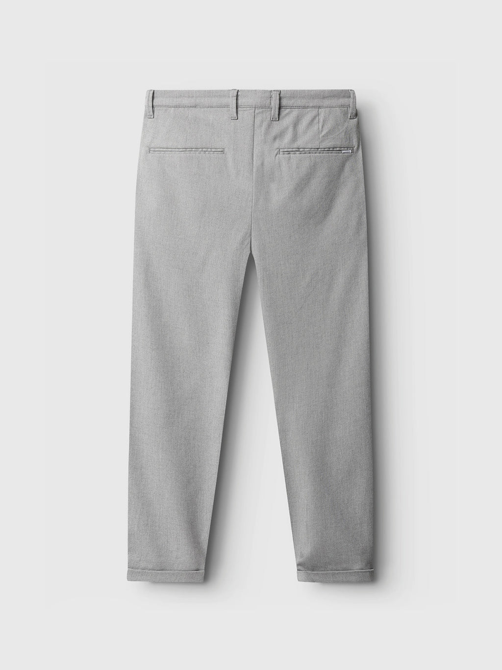 Back view of Gabba Pisa Domo Pants in Monument, featuring two welt pockets with button details, shown on a white background—ideal for formal occasions like tests or interviews.