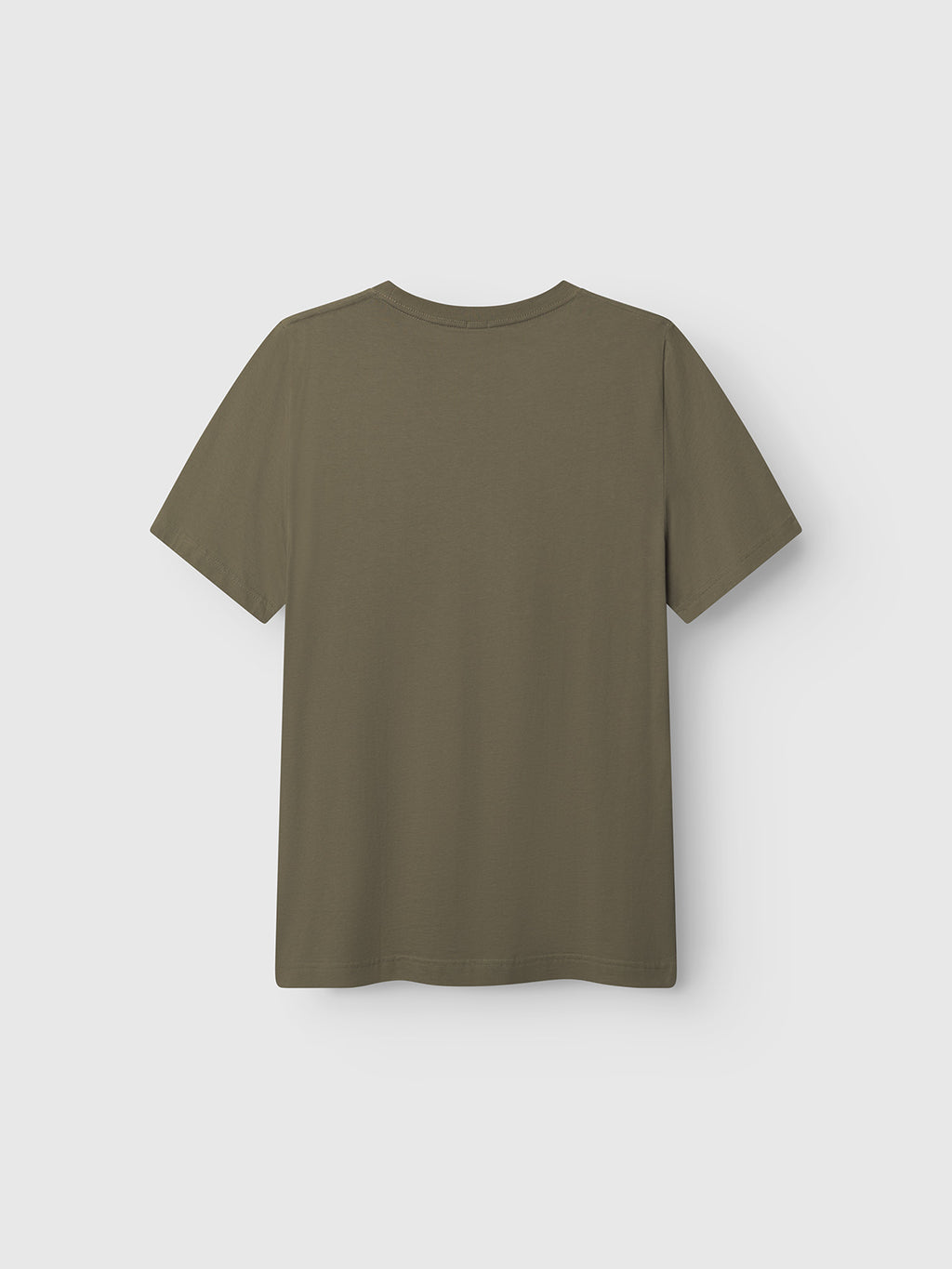 The Gabba GABdune Logo GOTS SS T-Shirt in Deep Lichen Green is shown from the back on a light gray background.