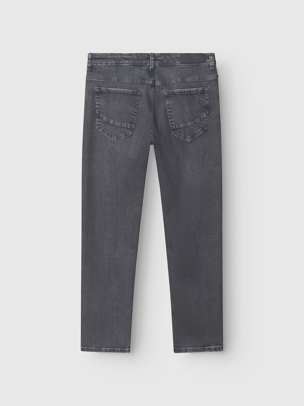 The Gabba GABmarc F1011 - Black Denim jeans are straight-fit, dark gray with two back pockets and visible seam stitching, shown from the back.