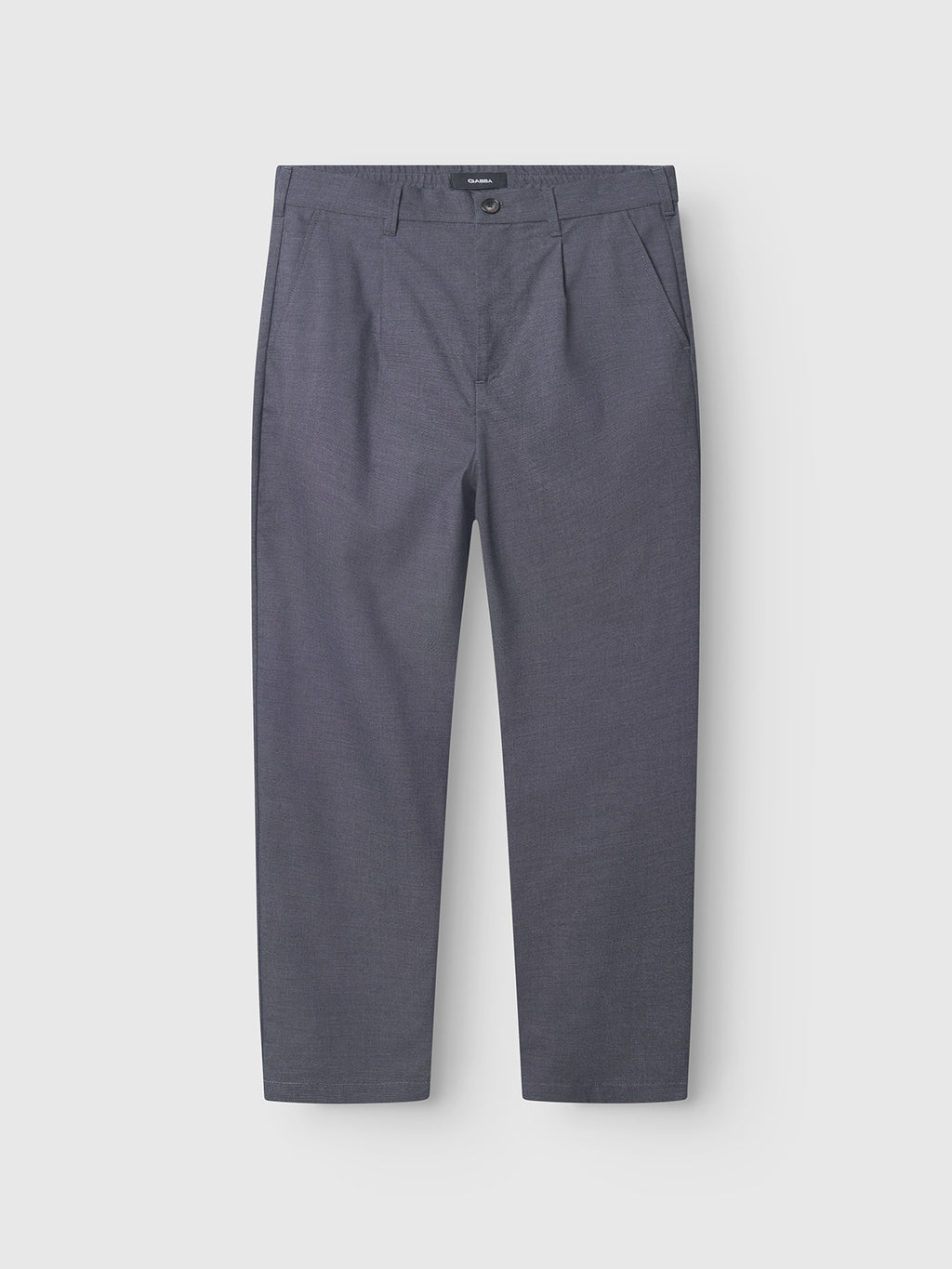 The Gabba Napoli 19 Carre - Navy pants feature a straight-leg fit, belt loops, side pockets, and a button closure. Displayed flat on a plain white background, these classic navy trousers are ideal for comfortable everyday wear.
