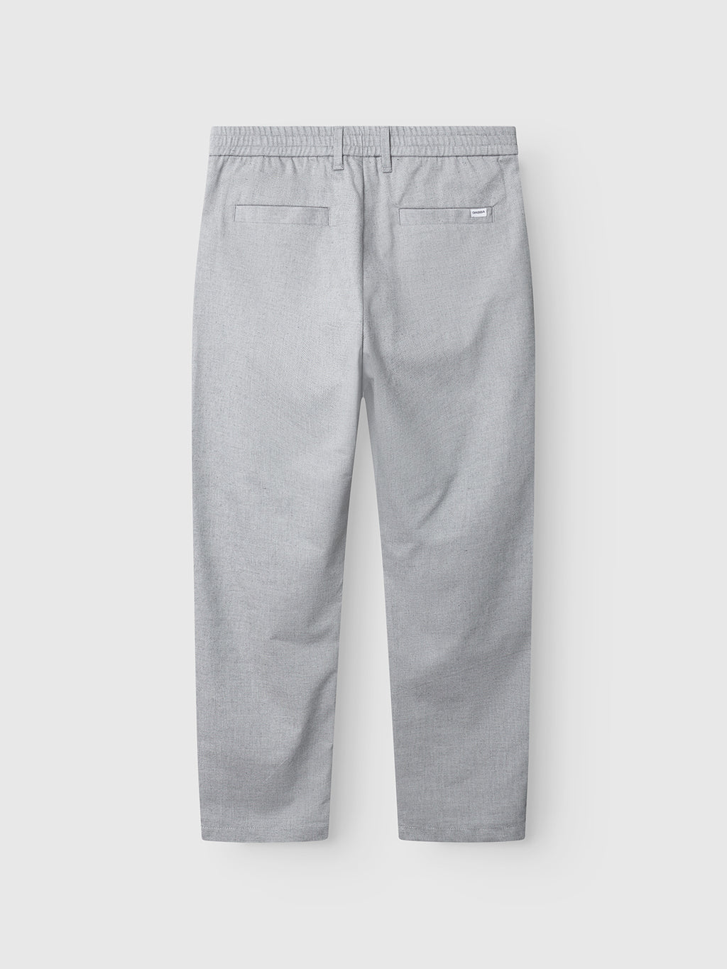 Gabba Napoli 19 Carre - Lt. Grey pants shown from the back with an elastic waistband and two welt pockets, laid flat on a white background to showcase their classic, comfortable style.