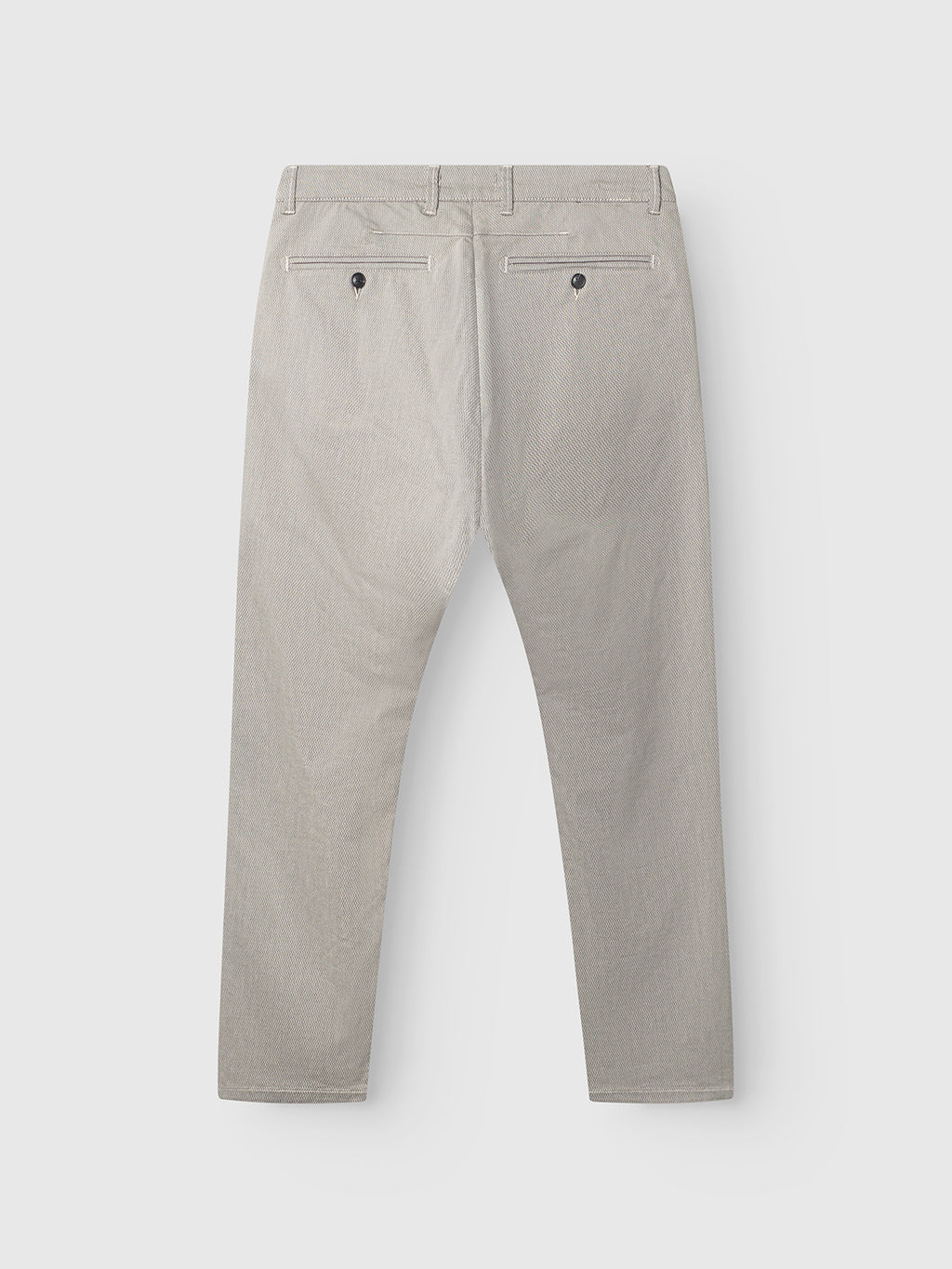 Back view of Gabba GABpaul K3280 Dale Chino in Birch, featuring two buttoned back pockets, French pockets, belt loops, and a slim leg opening, laid flat on a white background.