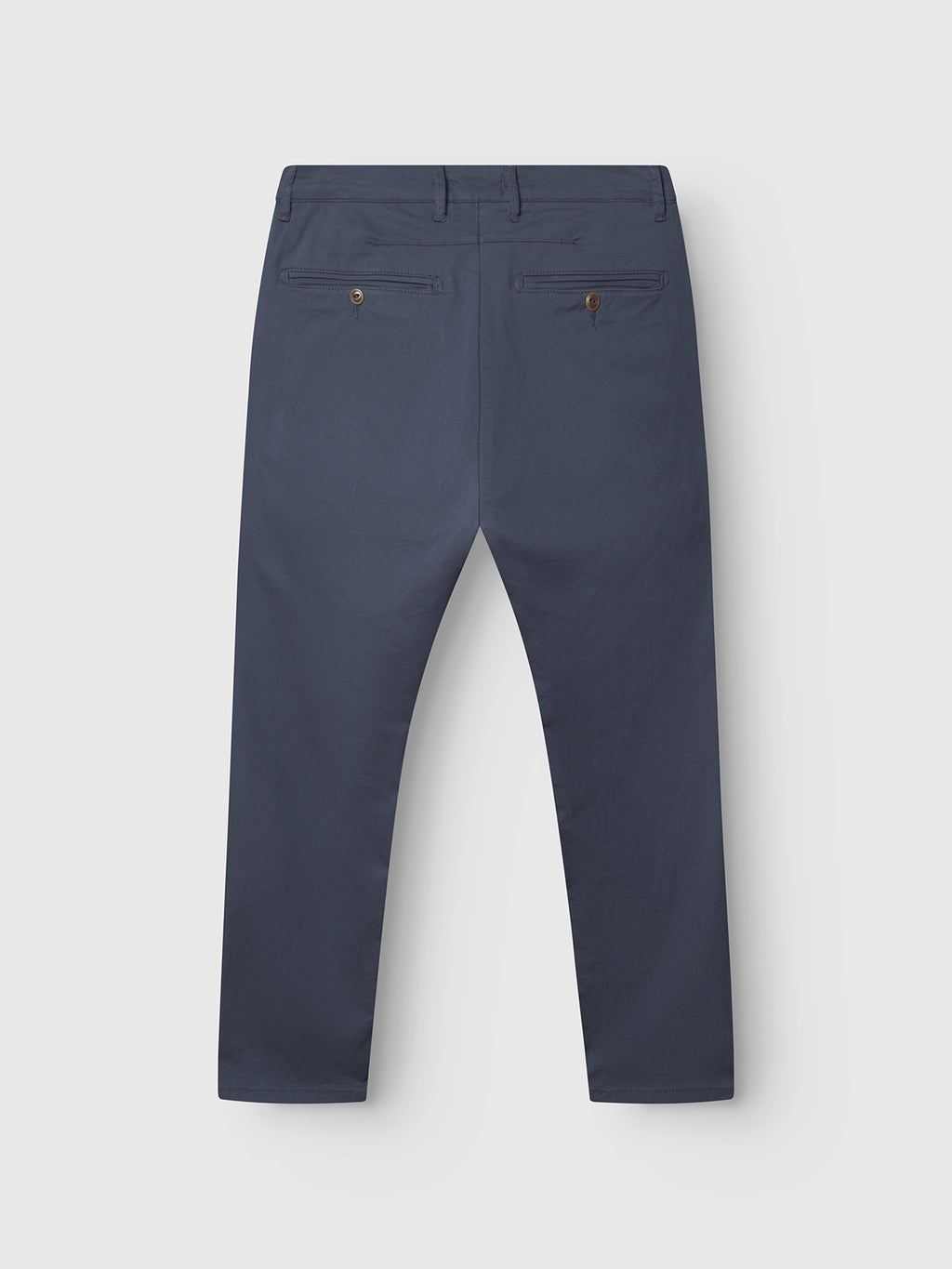 GABBA GABpaul K3280 Dale Chino in navy shown from the back, styled with two buttoned back pockets, French pockets, belt loops, and a slim leg opening, laid flat on a white background.
